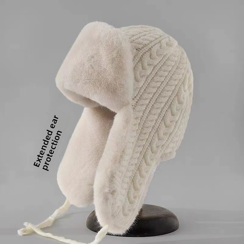 Winter Trapper Hat - Women's Knit Hat with Extended Ear