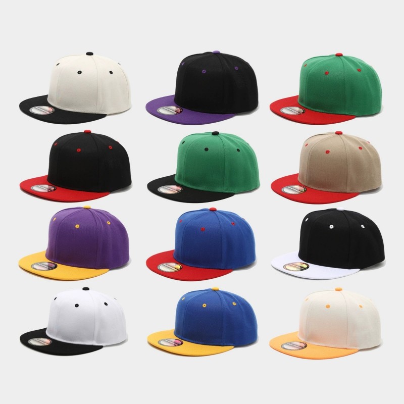 Two-Tone Color-Blocking Hip-Ho - Snapback Hat Flat avaliação e preço