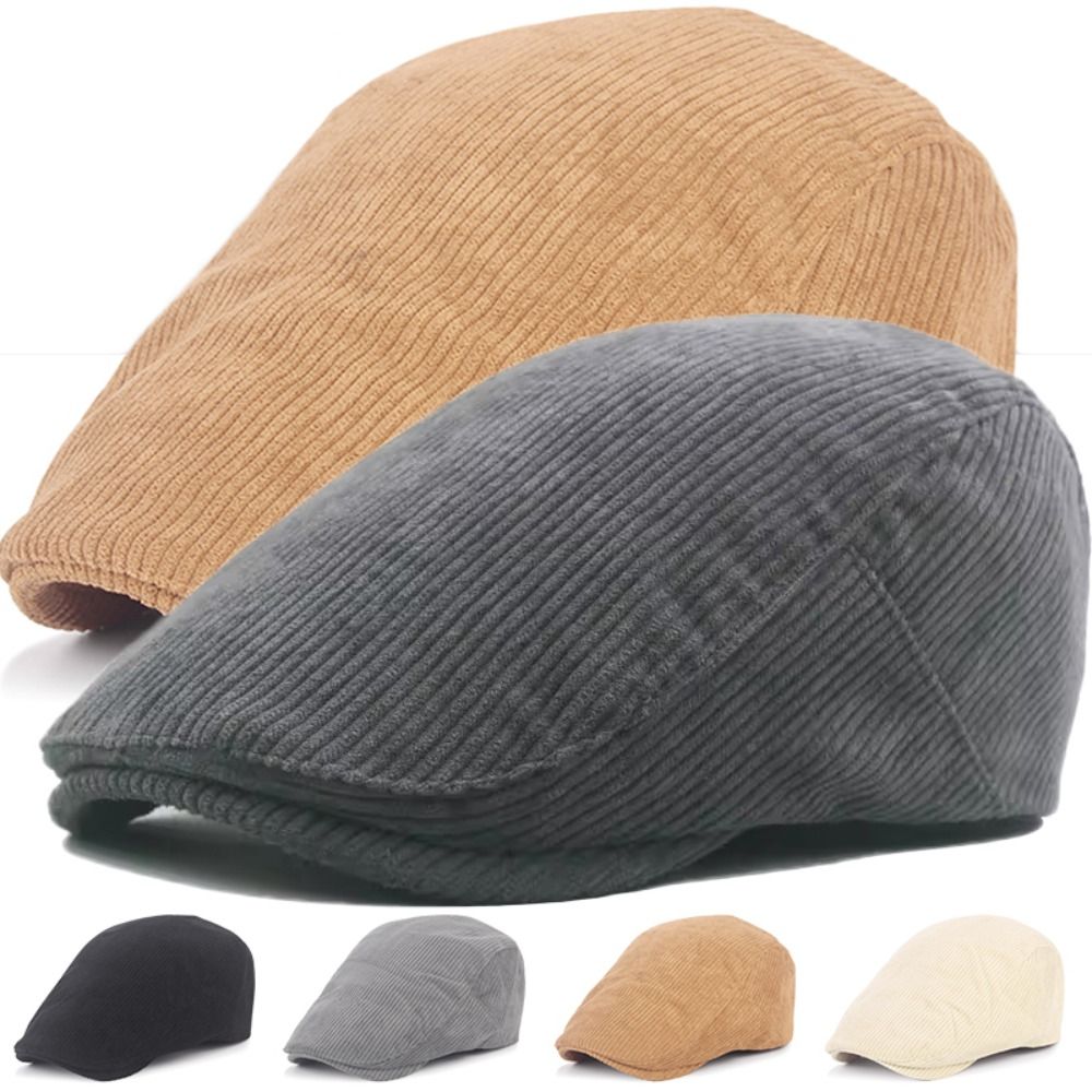 Retro Solid Color Corduroy Ber - Newsboy Cap Ivy avaliação e preço