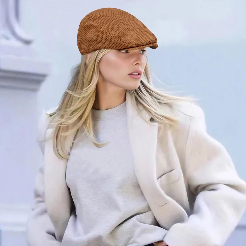 Retro Solid Color Corduroy Ber - Newsboy Cap Ivy avaliação e preço