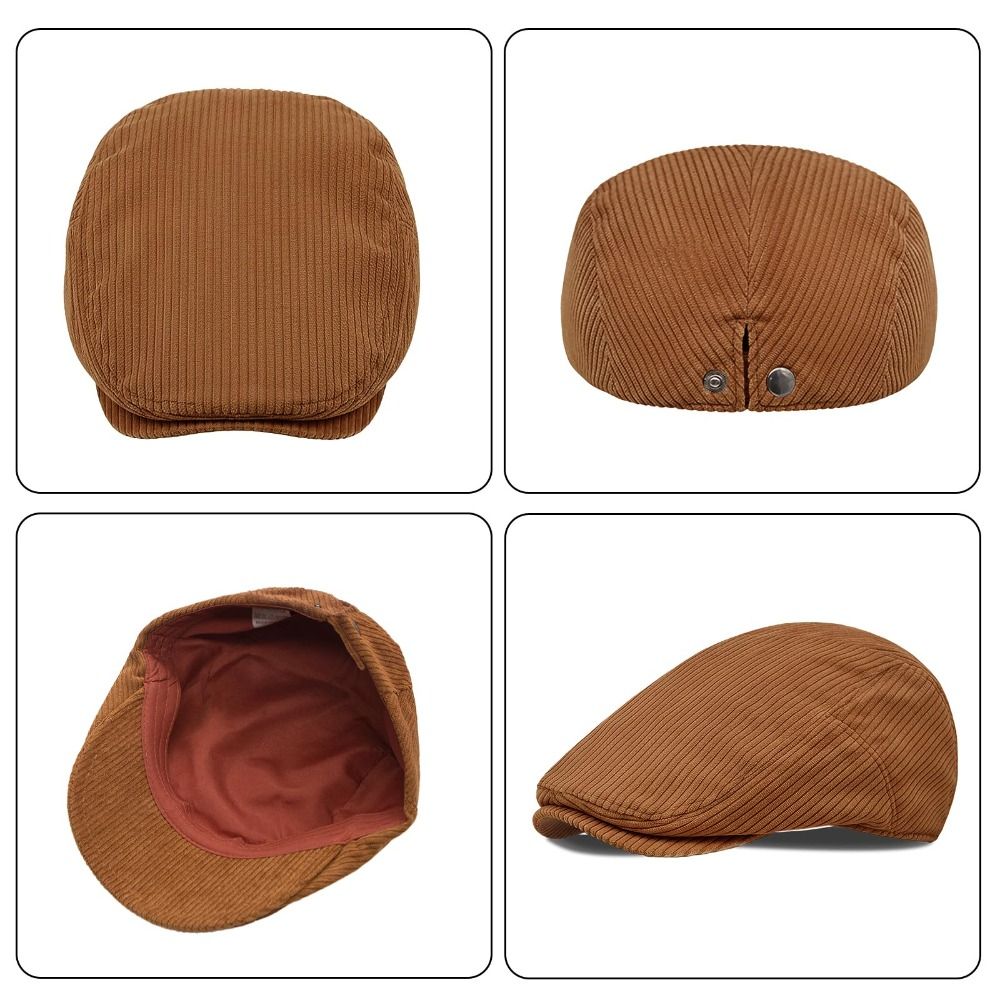 Retro Solid Color Corduroy Ber - Newsboy Cap Ivy avaliação e preço