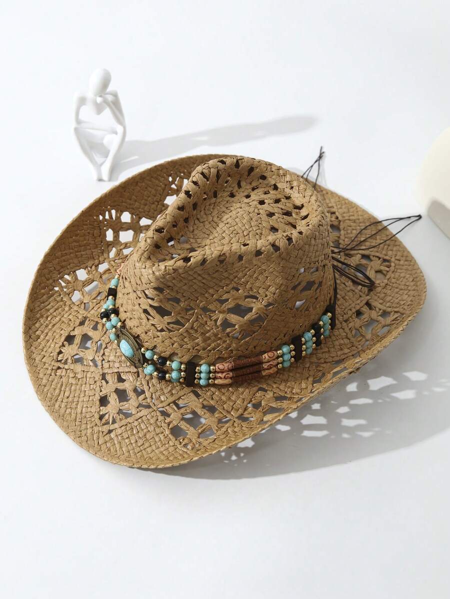 Unisex Straw Cowboy Hat With T - Cowboy Hat Straw avaliação e preço
