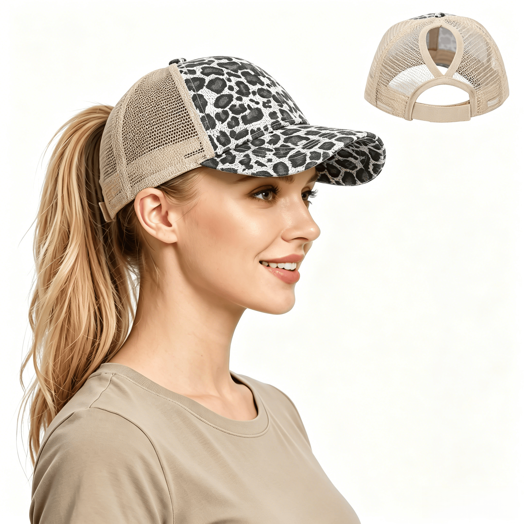 Leopard Adjustable Ponytail Ba - Golf Cap Dad avaliação e preço