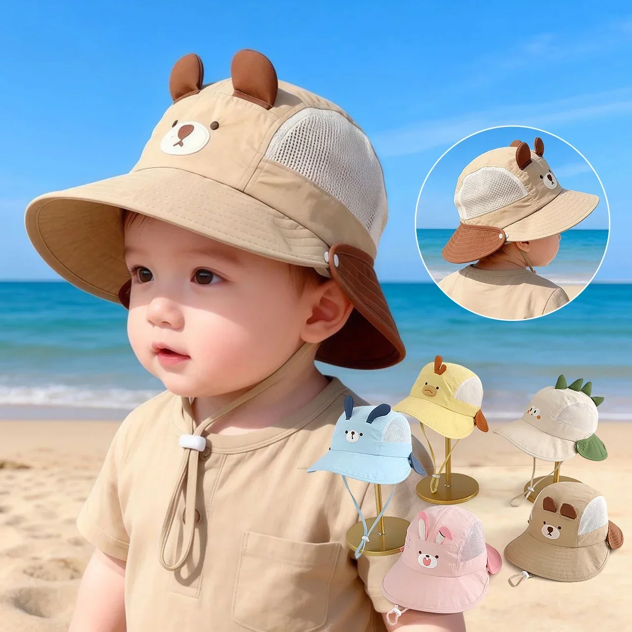 Baby Cartoon Bear Rabbit Ear S - Visor Sun Hat avaliação e preço