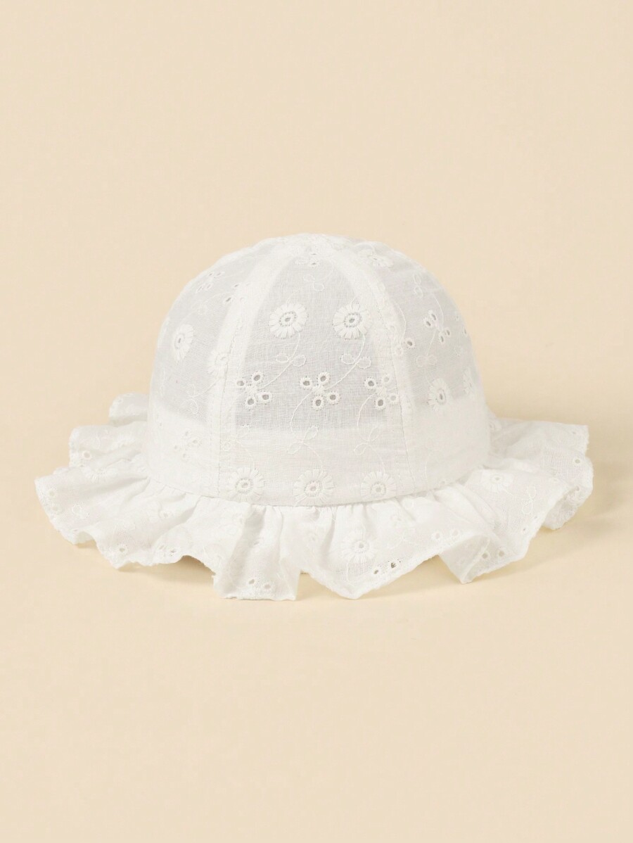 White Floral Embroidery Bucket - Bucket Hat Cotton avaliação e preço