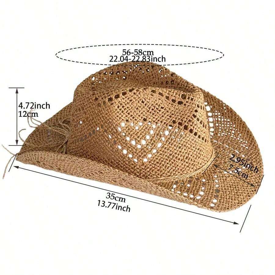Hollow Straw Western Cowboy Ha - Cowboy Hat Straw avaliação e preço