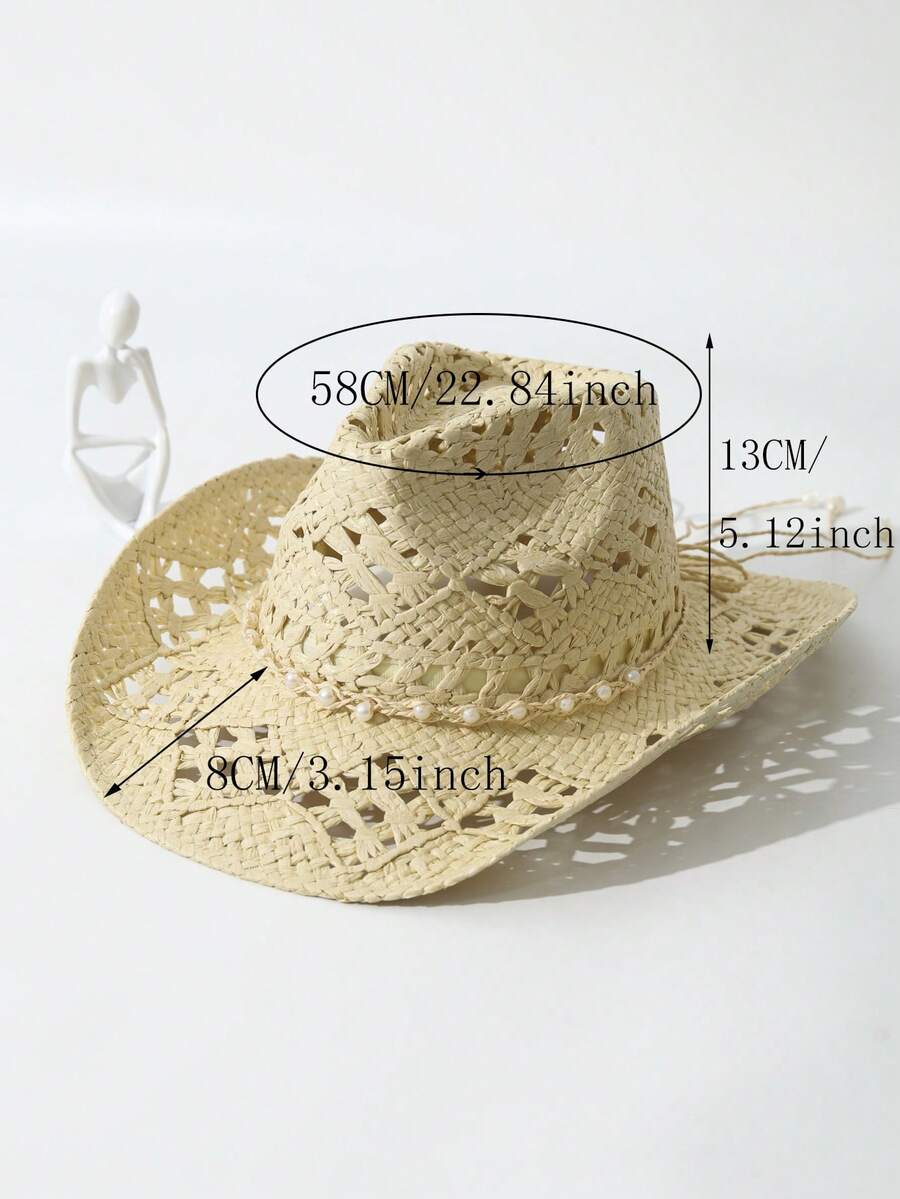 Unisex Straw Cowboy Hat With P - Cowboy Hat Straw avaliação e preço