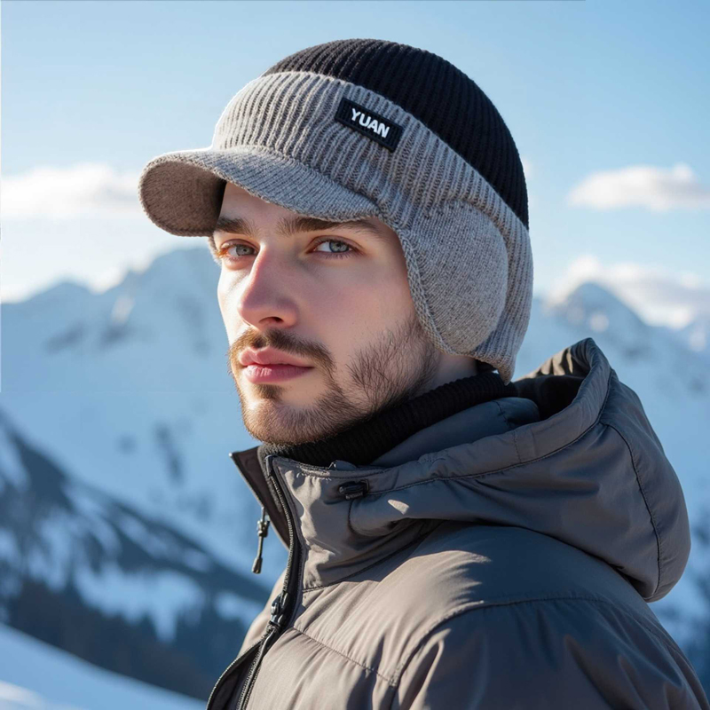 Dual-Tone Knit Baseball Cap- O - Trapper Hat Ear Flap avaliação e preço