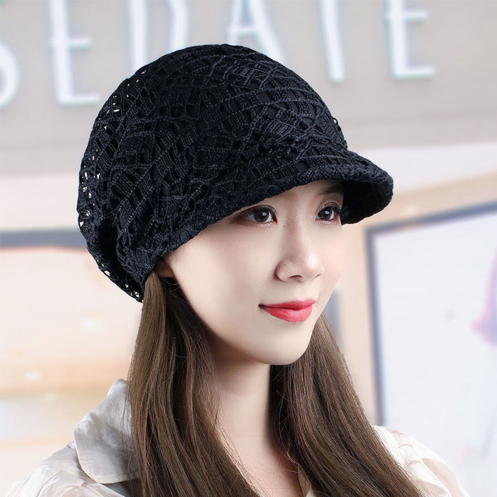 Hollow Out Flower Beanie Cap B - Baseball Cap Structured avaliação e preço